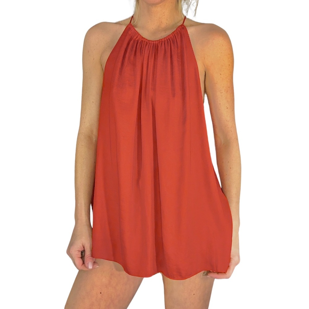 LOFT Silky Strappy‎ Burnt Orange Top